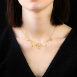Collier ancien draperie or et perles