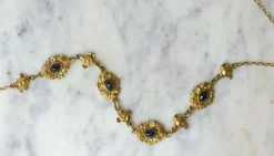 Collier Ancien Draperie Or Jaune et Saphir