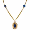 Collier ancien et son médaillon lapis lazuli et perles fines