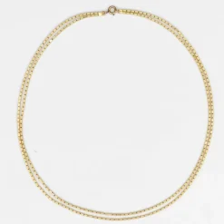 Collier ancien maille rectangulaire double rang en or