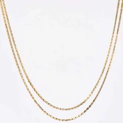Collier ancien maille rectangulaire double rang en or