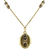 Collier ancien médaillon et coulants émaillés et diamants