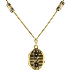 Collier ancien médaillon et coulants émaillés et diamants