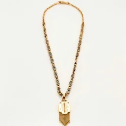 Collier ancien or jaune début XXe avec pendentif.