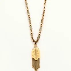 Collier ancien or jaune début XXe avec pendentif.