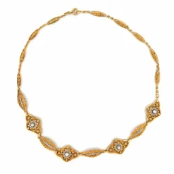 Collier Ancien Or Jaune 18k & Diamants