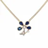 Collier ancien trèfle à quatre feuilles saphirs et diamants
