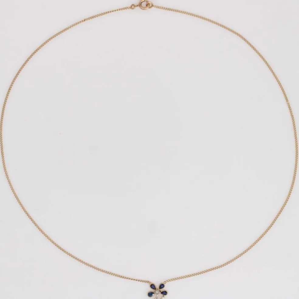 Collier ancien trèfle à quatre feuilles saphirs et diamants