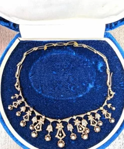Collier ancien unique en or rose 18 carats et diamants
