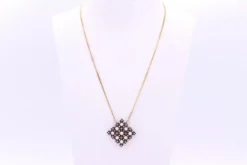 Collier Art Déco en or jaune, argent , perles et diamants