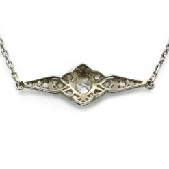 Collier Art Déco or blanc diamants