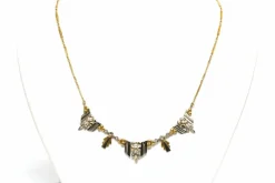 Collier Art Déco or jaune et blanc, perles et diamants taille rose