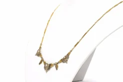 Collier Art Déco or jaune et blanc, perles et diamants taille rose