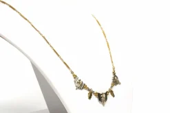 Collier Art Déco or jaune et blanc, perles et diamants taille rose