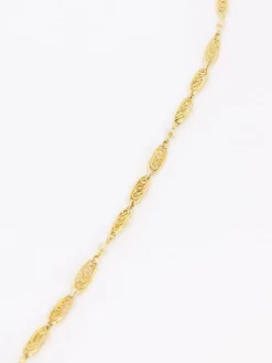 Collier Art Nouveau maille filigrane or jaune perles fines