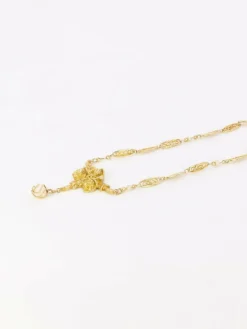 Collier Art Nouveau maille filigrane or jaune perles fines