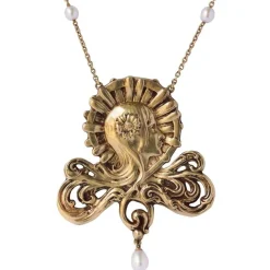 Collier Art nouveau motif femme et Perles