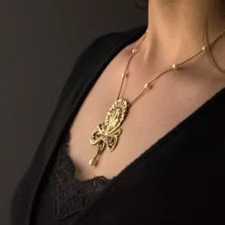 Collier Art nouveau motif femme et Perles