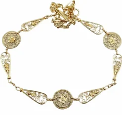 Collier Art Nouveau or jaune motifs filigranés et fleuris (circa 1910)