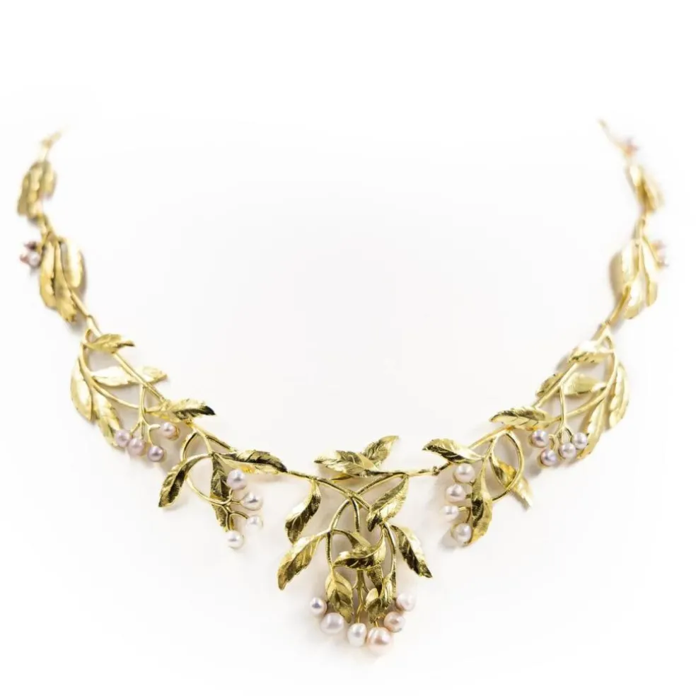 Collier Art nouveau Or jaune Perle