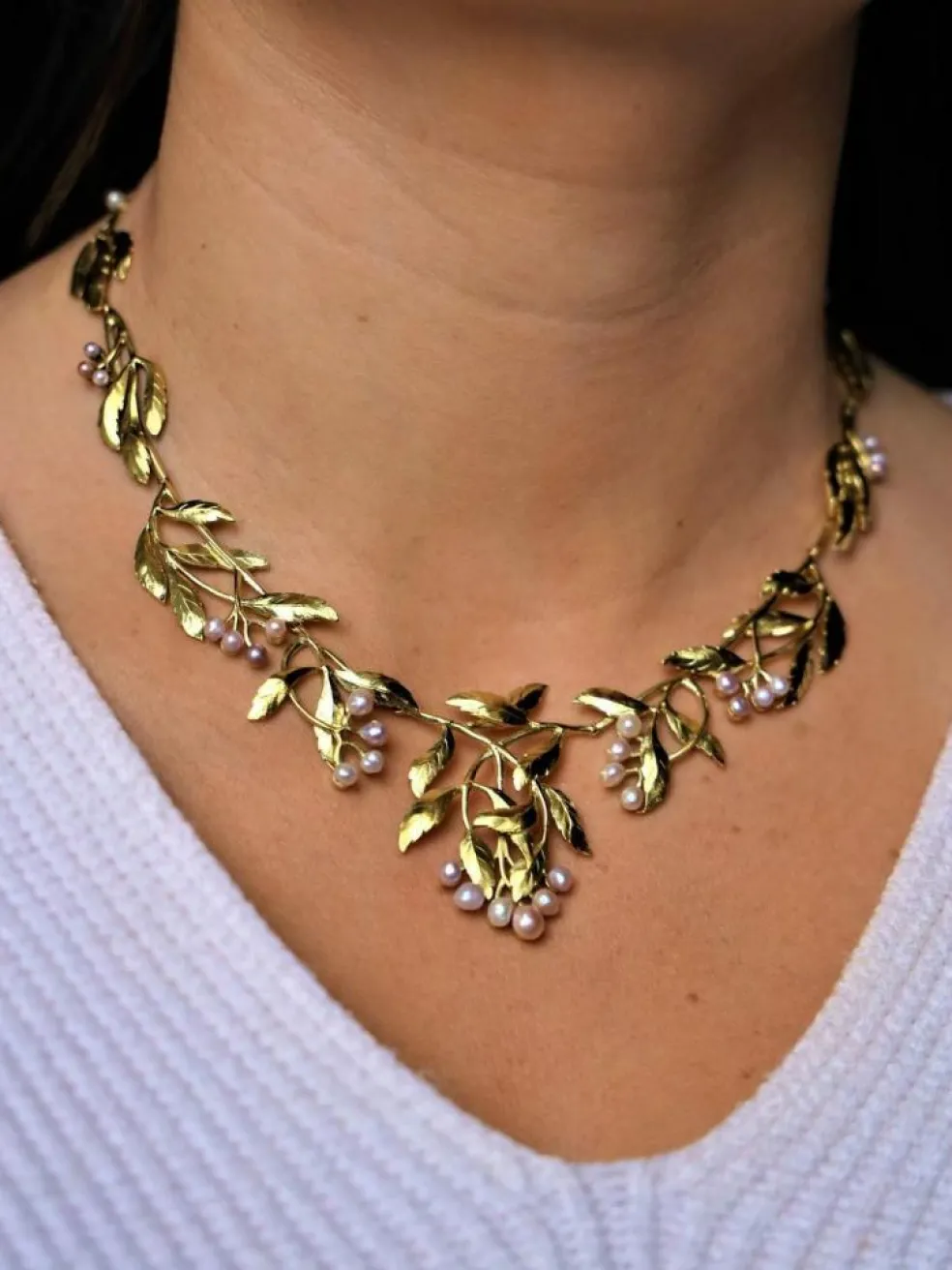 Collier Art nouveau Or jaune Perle