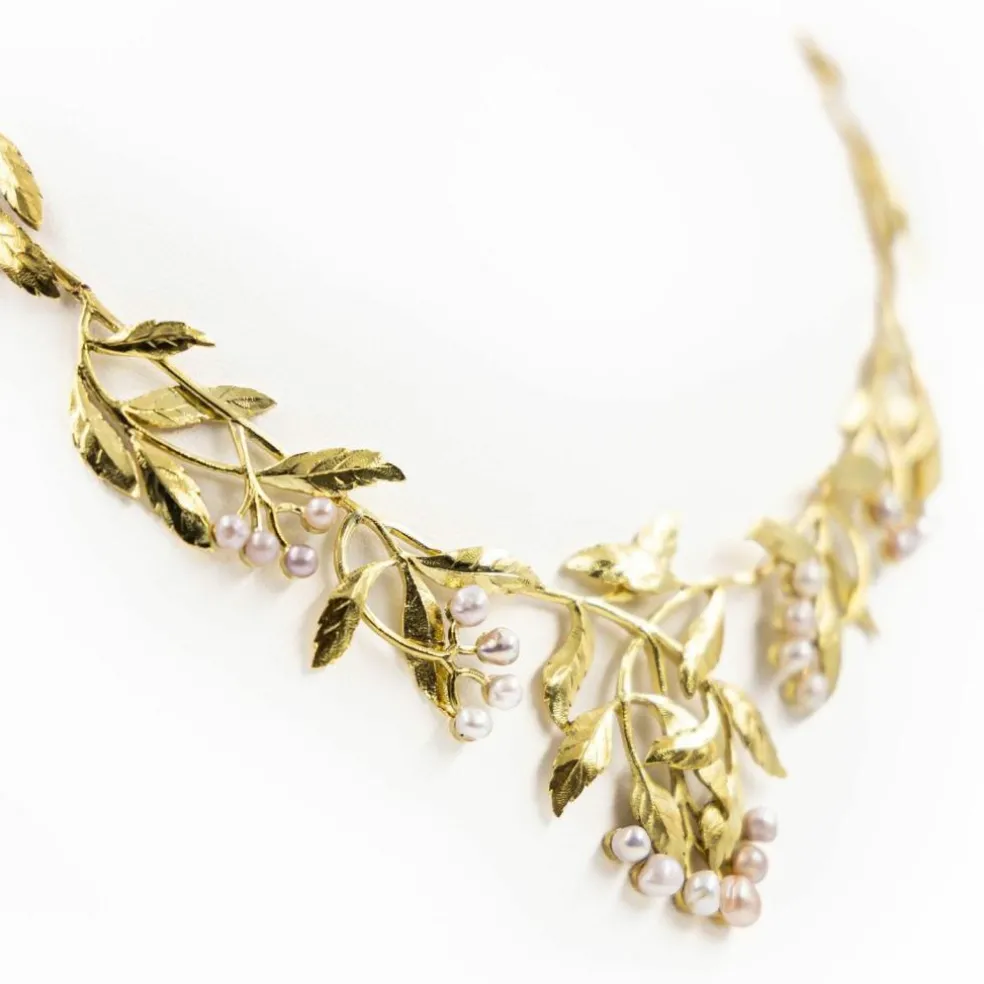 Collier Art nouveau Or jaune Perle