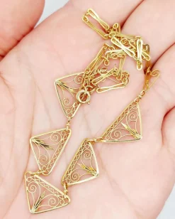 Collier Art Nouveau or jaune, motifs filigranés finement travaillés (circa 1910)