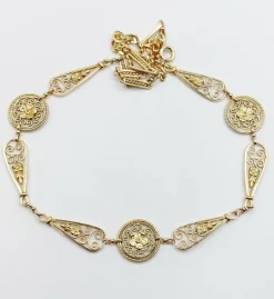 Collier Art Nouveau or jaune motifs filigranés et fleuris (circa 1910)