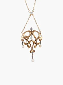 Collier Art Nouveau Perles et Diamants