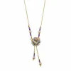 Collier avec fleur en émail, diamant, améthystes et perles