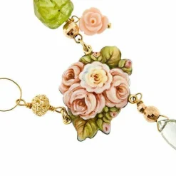 Collier avec fleur en émail et pierres précieuses