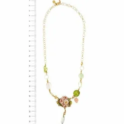 Collier avec fleur en émail et pierres précieuses