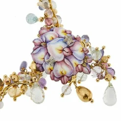 Collier avec fleur émaillée, diamants et pierres précieuses