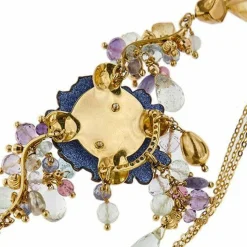 Collier avec fleur émaillée, diamants et pierres précieuses