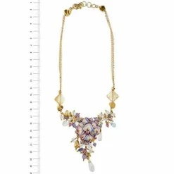 Collier avec fleur émaillée, diamants et pierres précieuses
