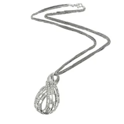 Collier avec pendentif en or blanc, diamants naturels