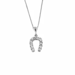 Collier avec Pendentif Fer à Cheval Or Blanc et Diamants