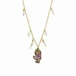 Collier avec pendentif émaillé et pierres précieuses