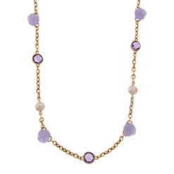 Collier avec perles, améthystes et jade lavande