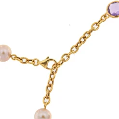 Collier avec perles, améthystes et jade lavande