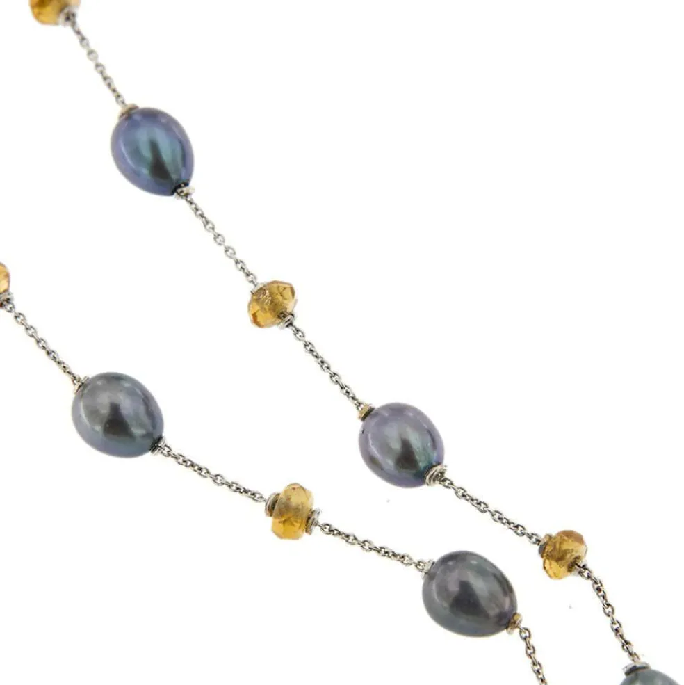 Collier avec perles et quartz citrine