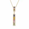 Collier barrette saphirs multicolores diamants or rose