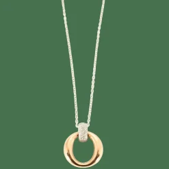 Collier bicolore or rose et blanc, diamants