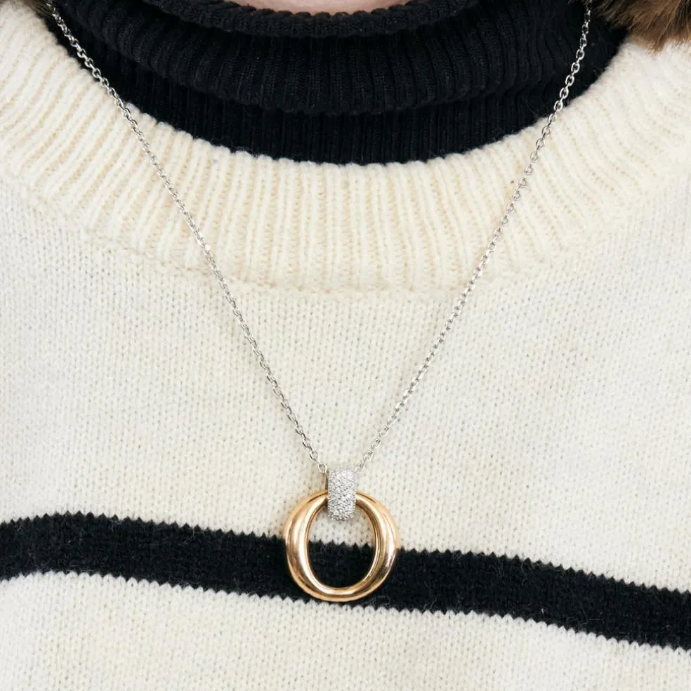 Collier bicolore or rose et blanc, diamants