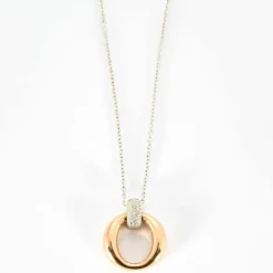 Collier bicolore or rose et blanc, diamants