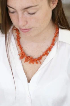 Collier branche corail fermoir or rose