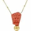 Collier camée corail, perle gold et perles d'or
