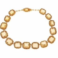 Collier cannetille or, pierres citrines