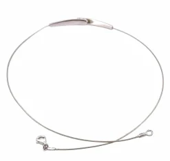 Collier câble or blanc et trilogie de diamants