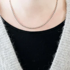 Collier chaine Jaseron or blanc